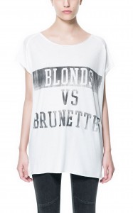 blonde vs brunette t-shirt zara