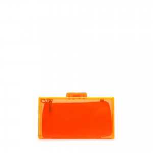 clutch portocaliu transparent zara
