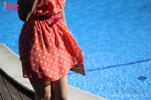 rochie portocalie cu buline