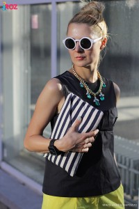 clutch cu dungi melimelo si medalion hm