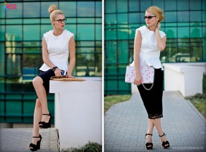 2 tinute de birou cu bluza alba