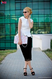 top alb si fusta dantela miniPRIX