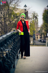 sacou hm, pantaloni cos si clutch zara