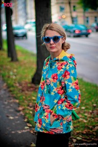 fashion blogger with flower jacket
