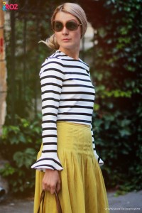 zara striped top and noa noa skirt