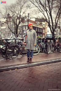 black fleece grey coat