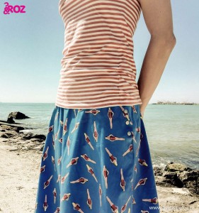 stripes top and pattern skirt