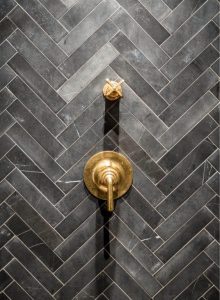 grey and gold bathroom