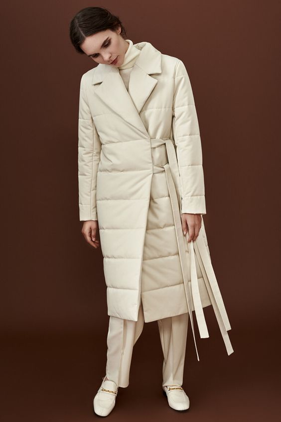 puffa white long coat