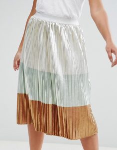 fusta plisata metalica asos
