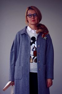 palton gri black fleece