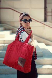uniqlo x j.a. anderson red puffa bag